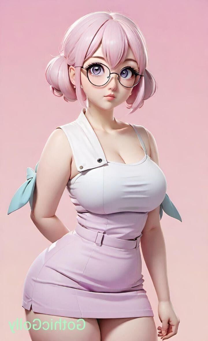 sexy molliges Anime-Mädchen mit Brille