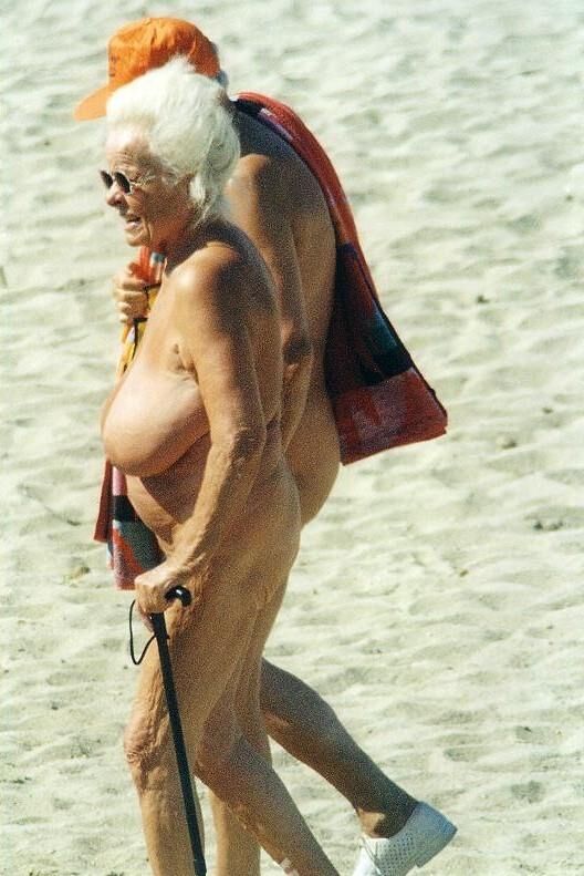 Dusty Old Pics of a Nudist Granny with HUGE TITS!