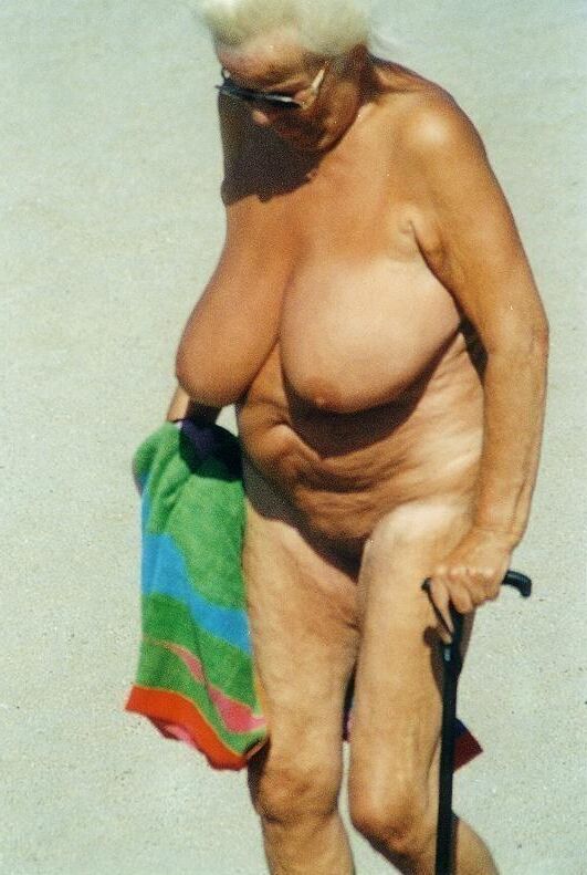 Dusty Old Pics of a Nudist Granny with HUGE TITS!