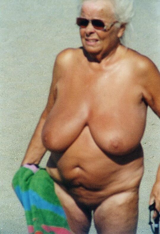 Dusty Old Pics of a Nudist Granny with HUGE TITS!