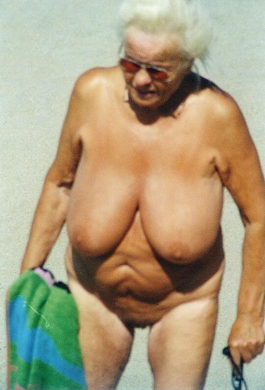 Dusty Old Pics of a Nudist Granny with HUGE TITS!