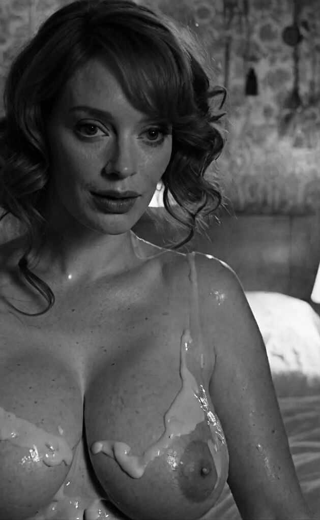 Christina Hendricks Unordentliches Sperma auf den Titten