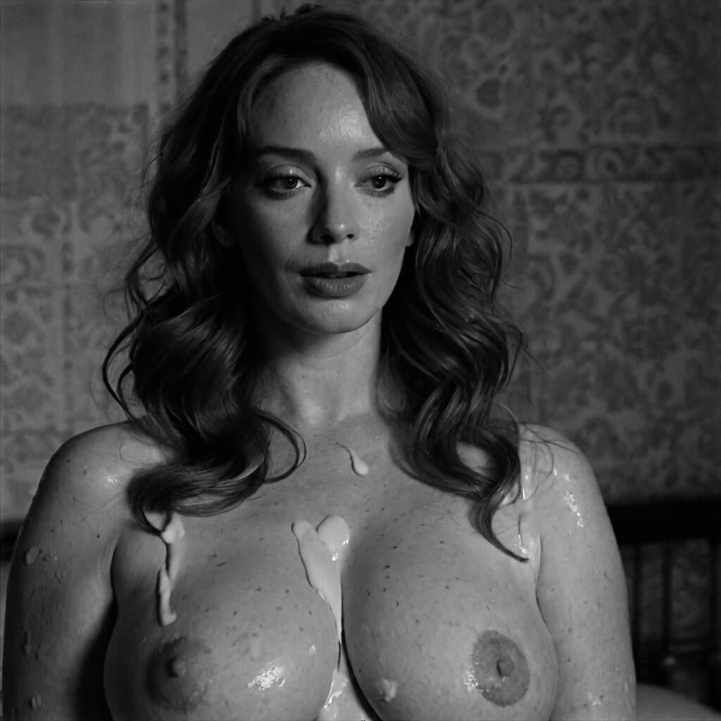 Christina Hendricks Unordentliches Sperma auf den Titten