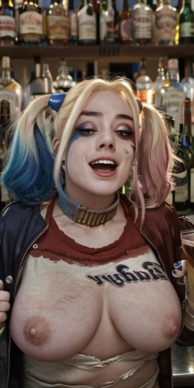 borracha tetas grandes harley quinn