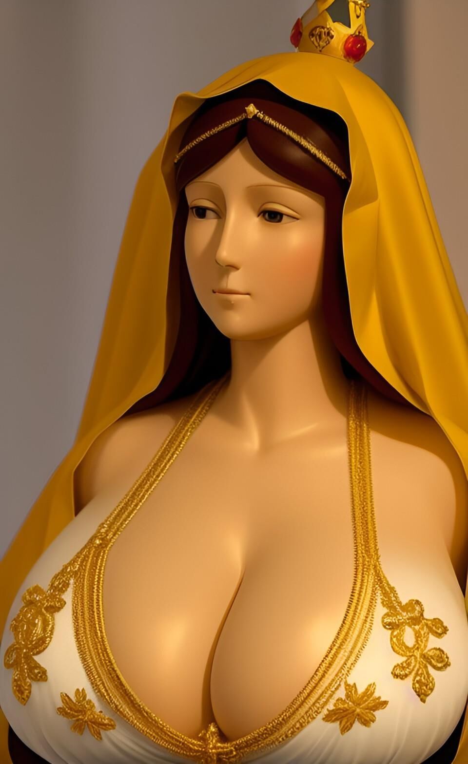 AI Virgin Mary with huge tits, our lady of the big bosom