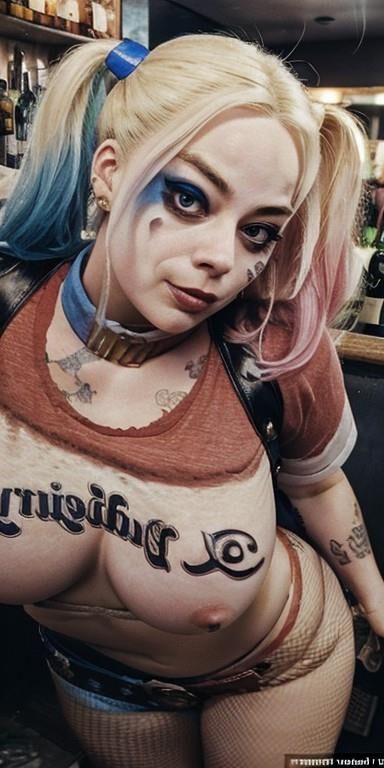 borracha tetas grandes harley quinn