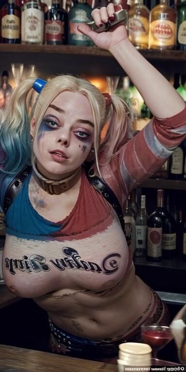 bêbado grandes mamas harley quinn