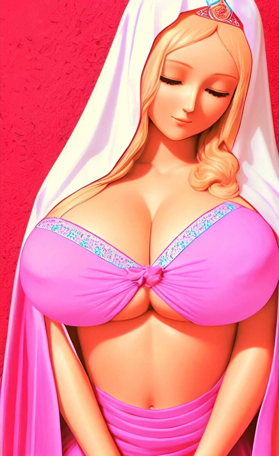 AI Virgin Mary with huge tits, our lady of the big bosom