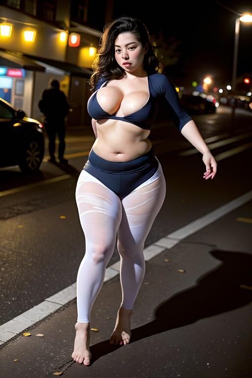 閉店後に路上で酔った巨乳