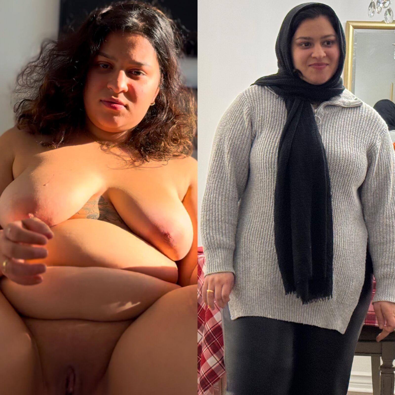 A verdadeira parte da esposa iraniana muçulmana persa Hijabi, Nasrin;