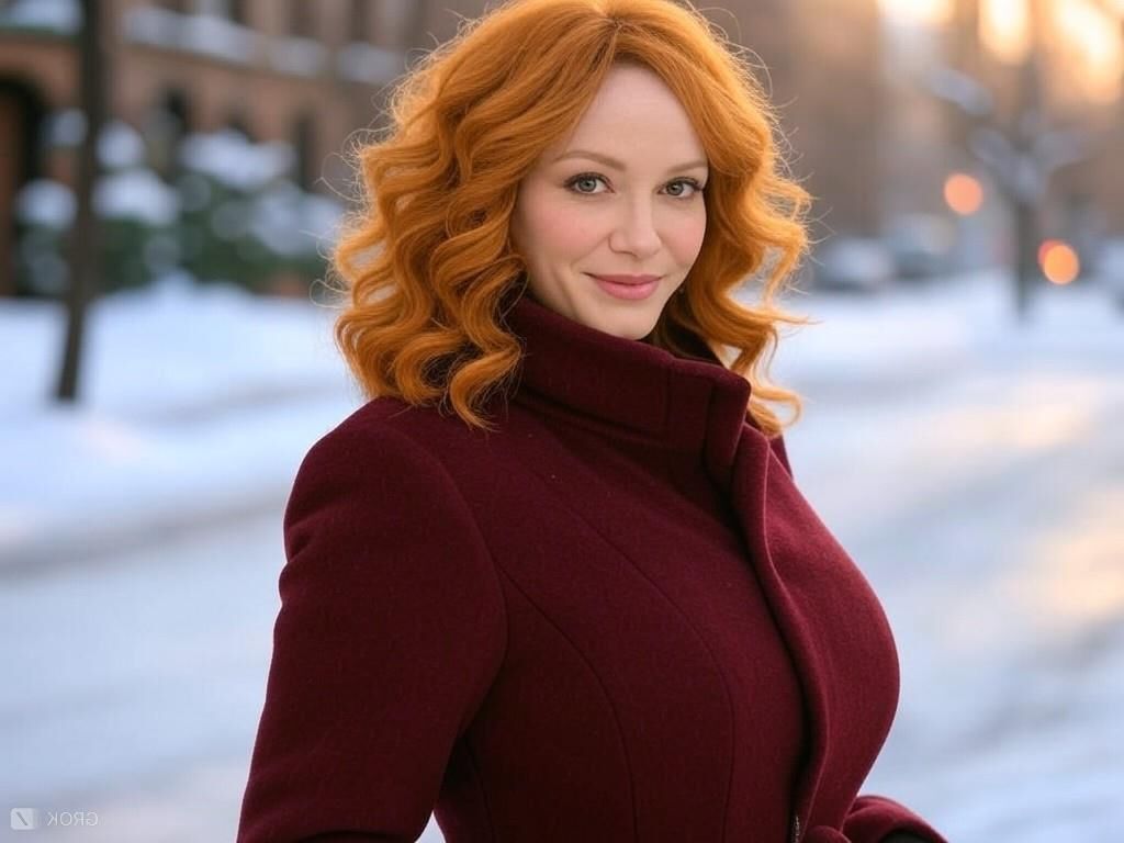 Christina Hendricks vollbusige Schauspielerin grok ai riesigen Titten Mix