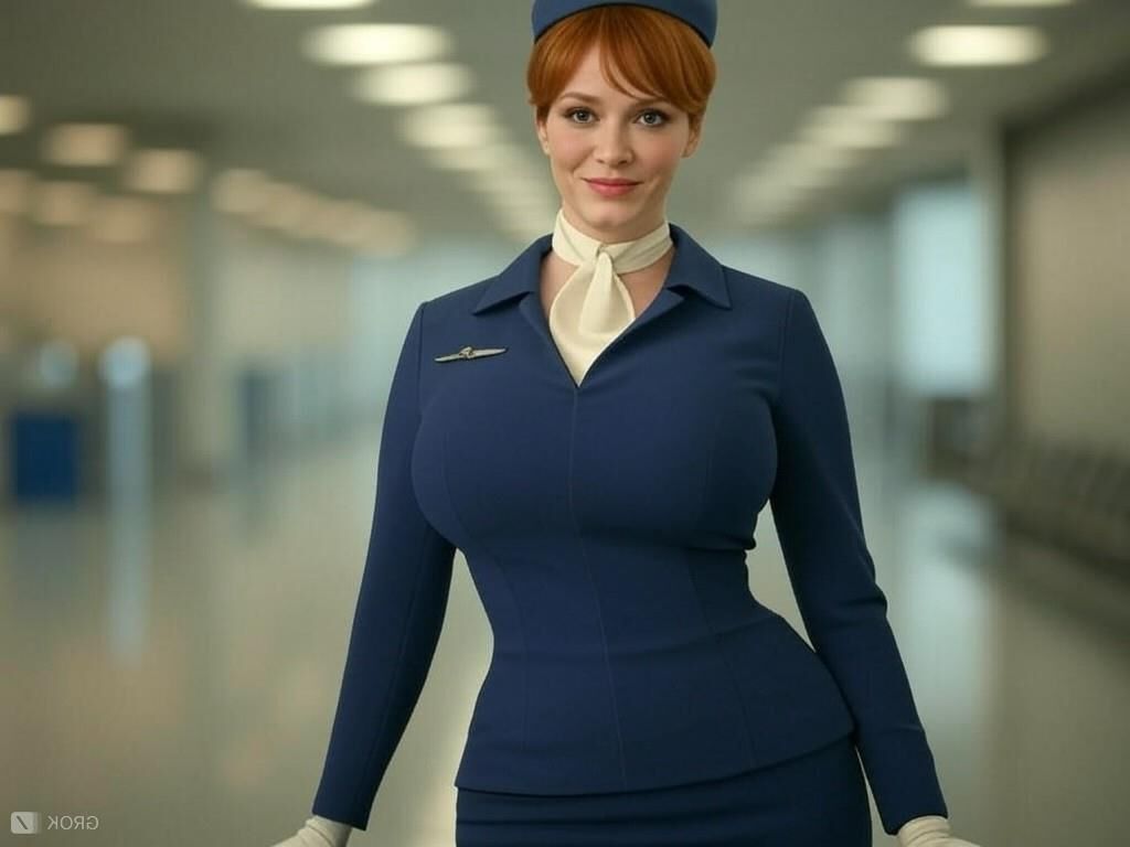 Christina Hendricks vollbusige Schauspielerin grok ai riesigen Titten Mix