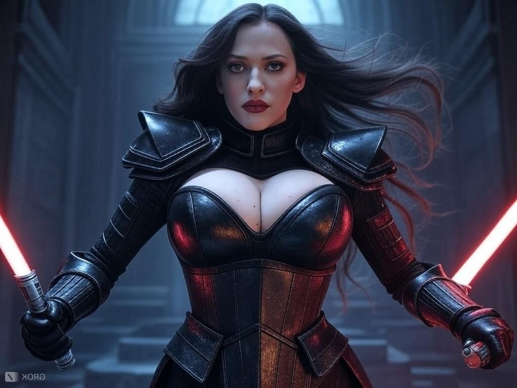 Kat Dennings Darth Star Wars Ai atriz peituda