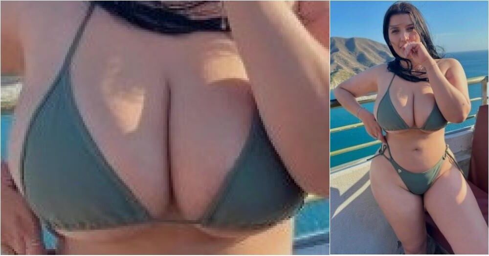 クローズアップとオリジナルを着たおっぱい