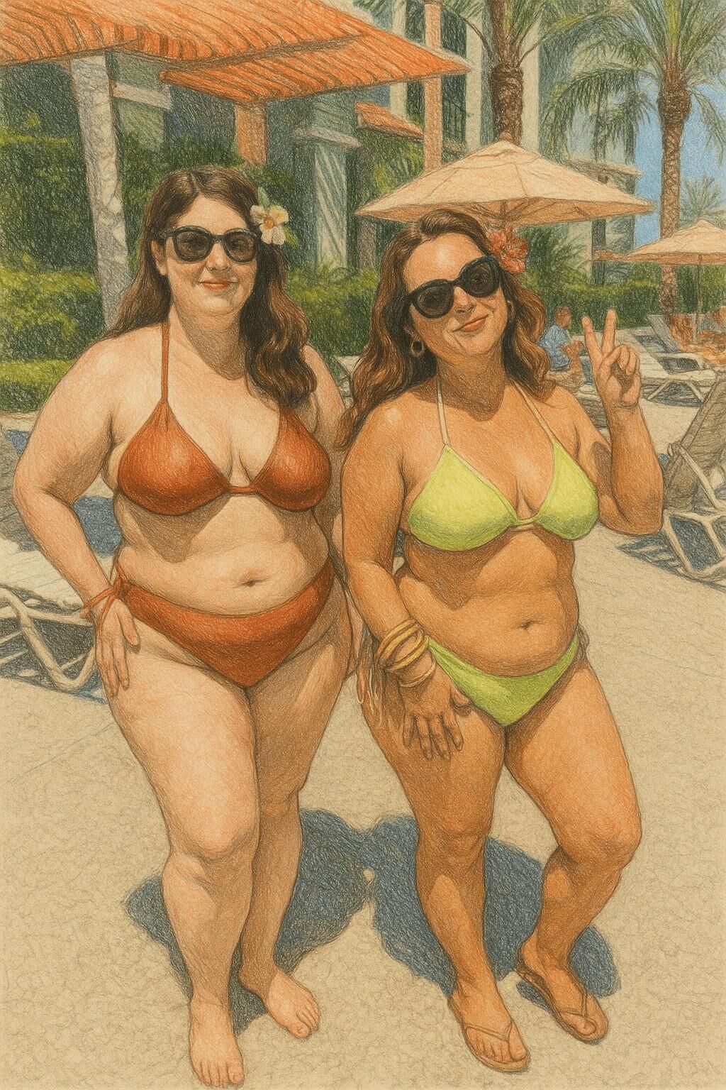 Illustrationen von vollbusigen Tops
