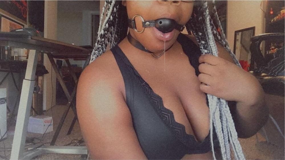 Ebony Slave Collared and Gagged