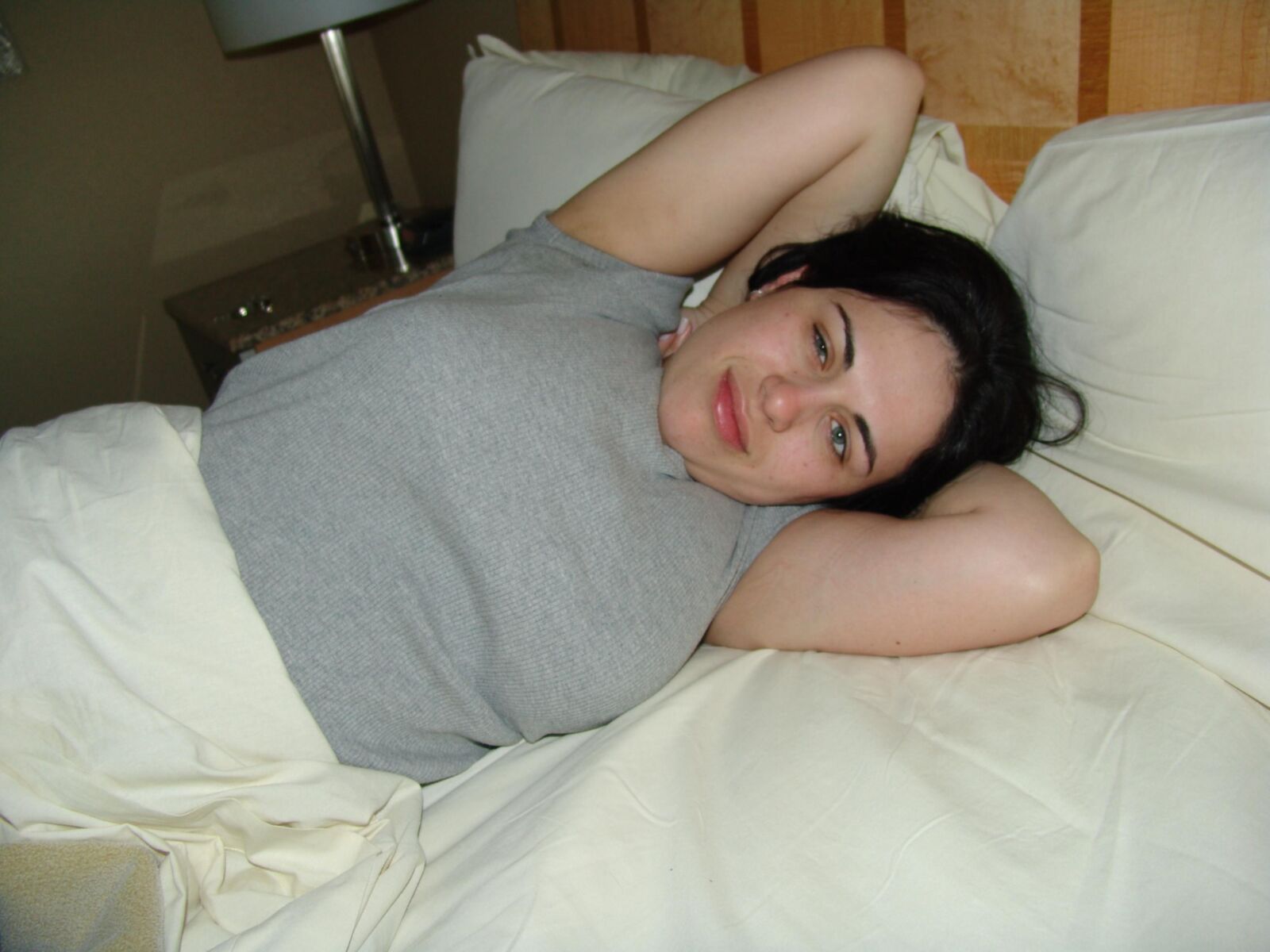 Milf with big tits showing shaved pussy