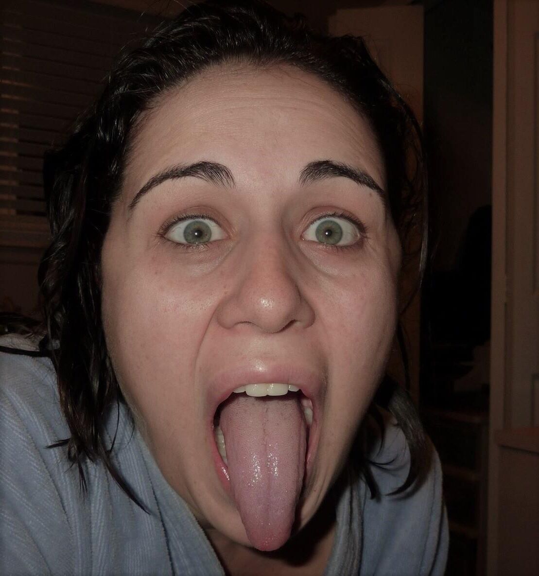 Milf with big tits showing shaved pussy
