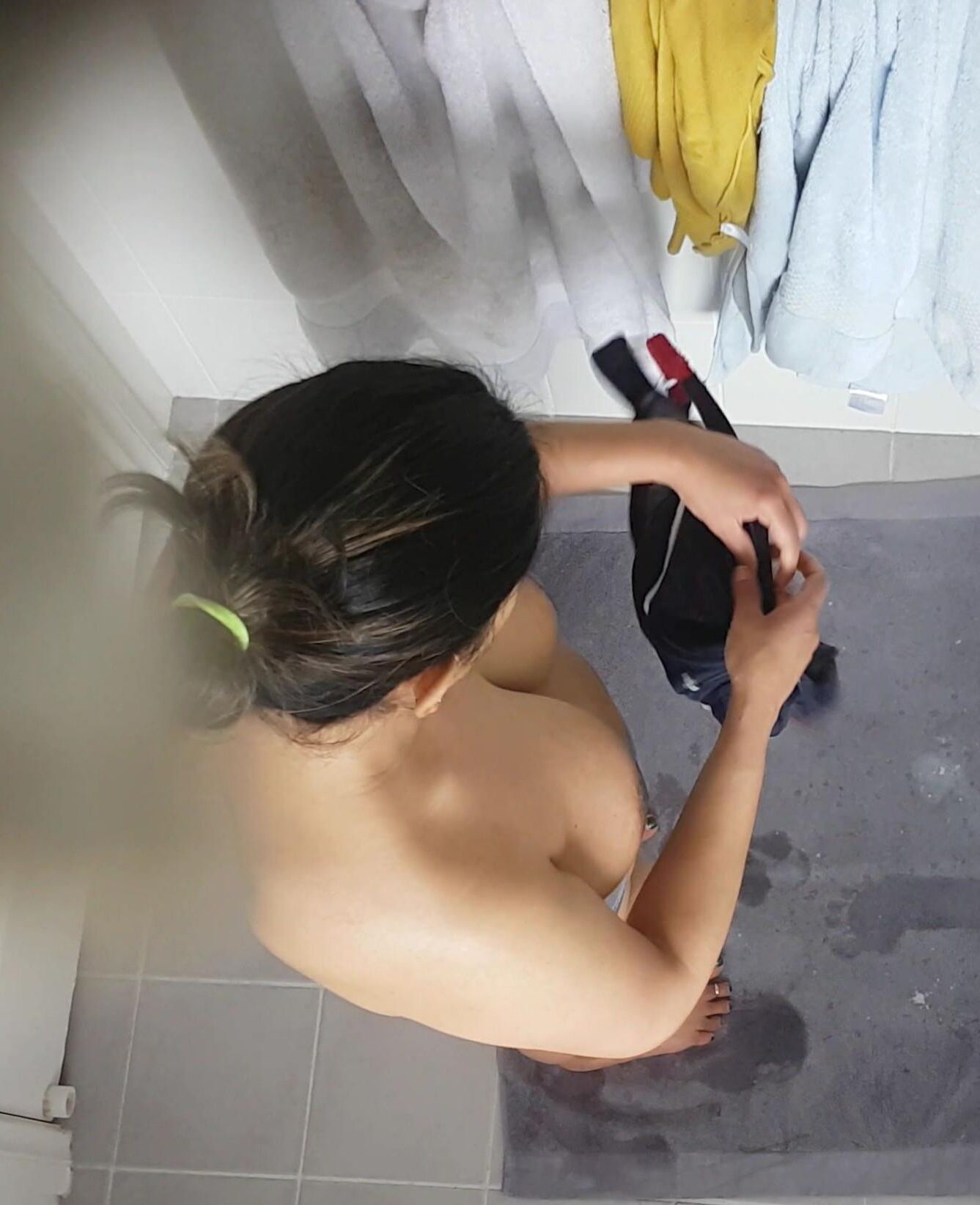 Indian wife caught naked by hidden camera.