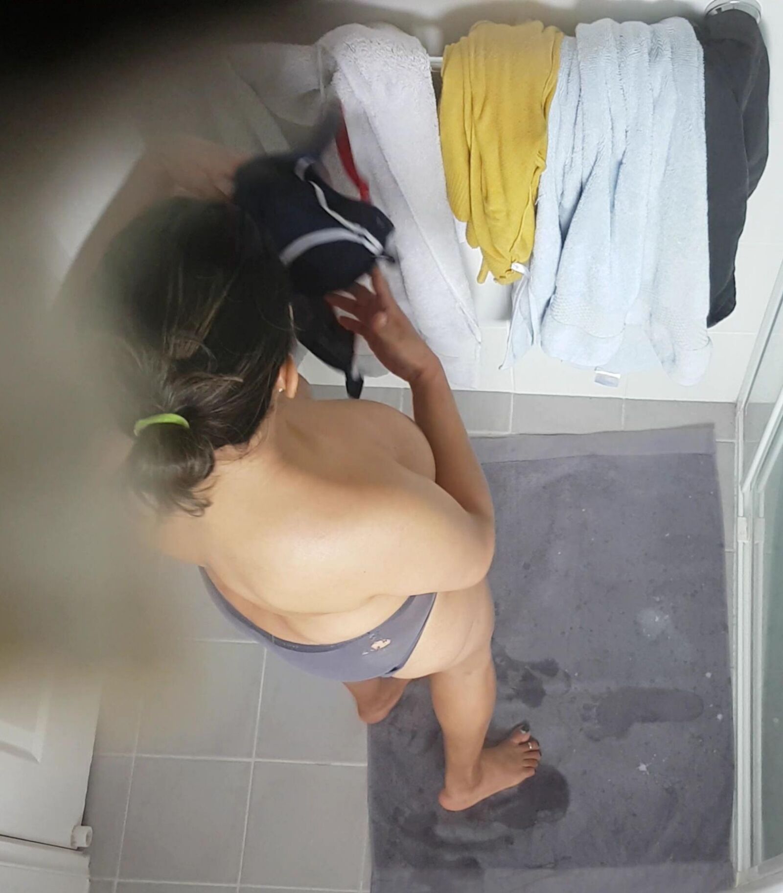 Indian wife caught naked by hidden camera.