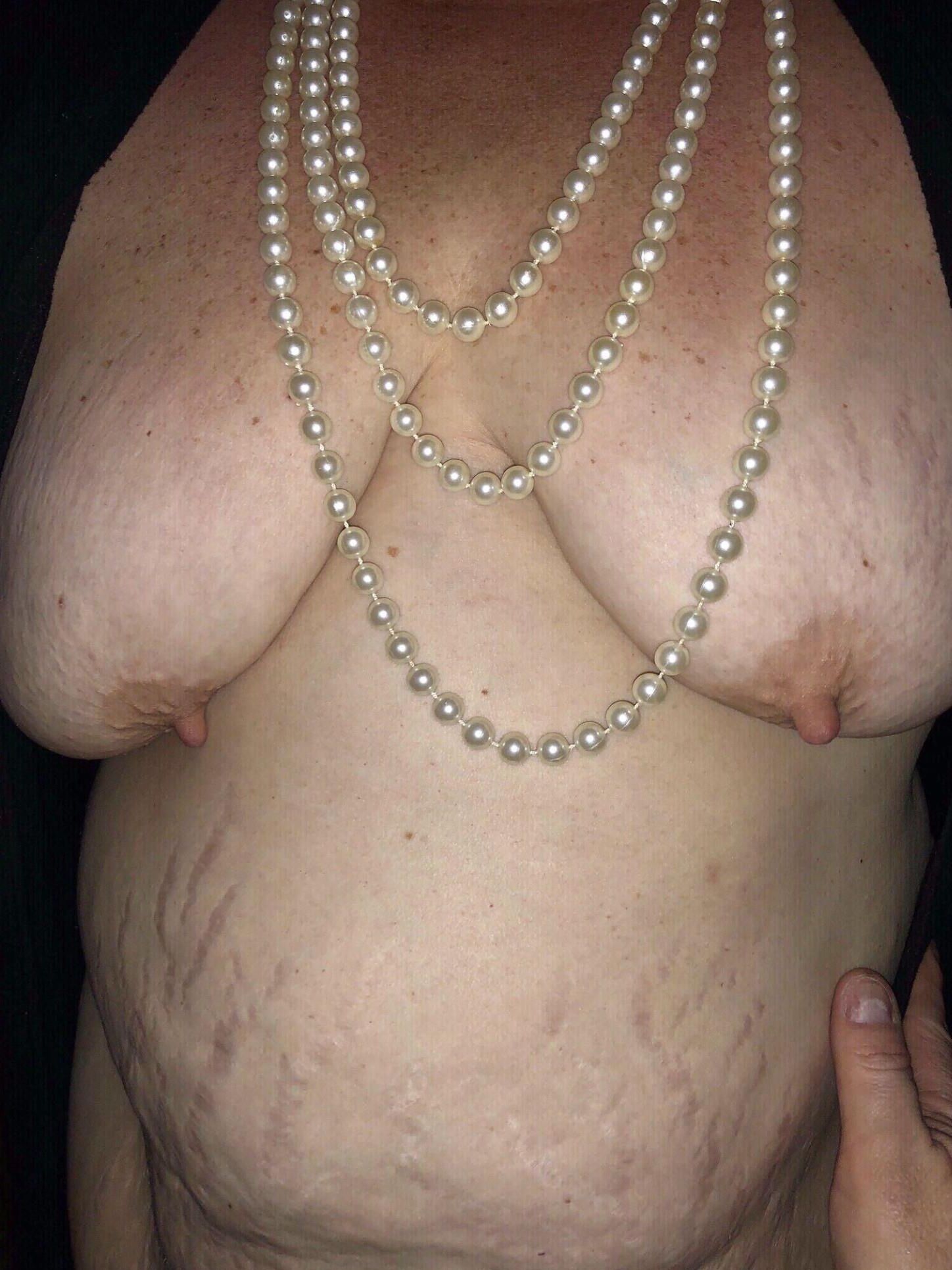mature bbw wife's big saggy tits and big belly