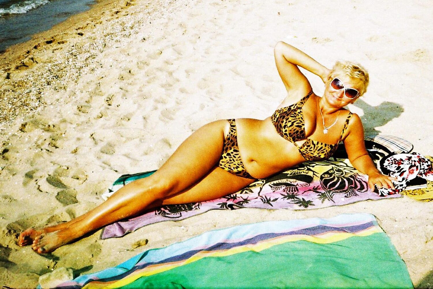 Posing in tiger bikini