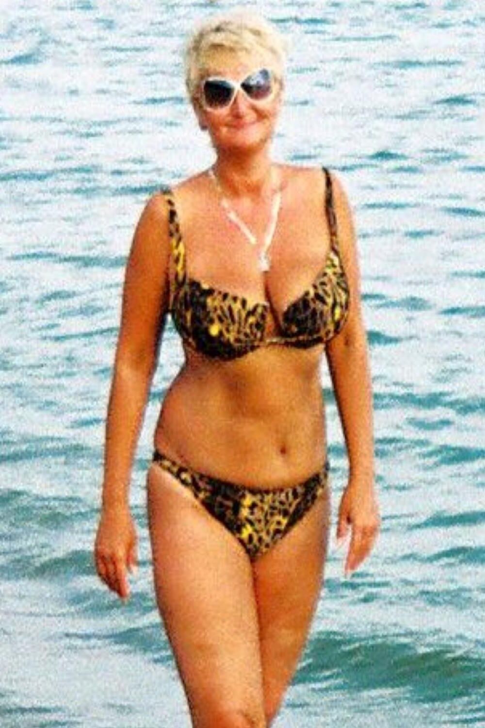 Posing in tiger bikini