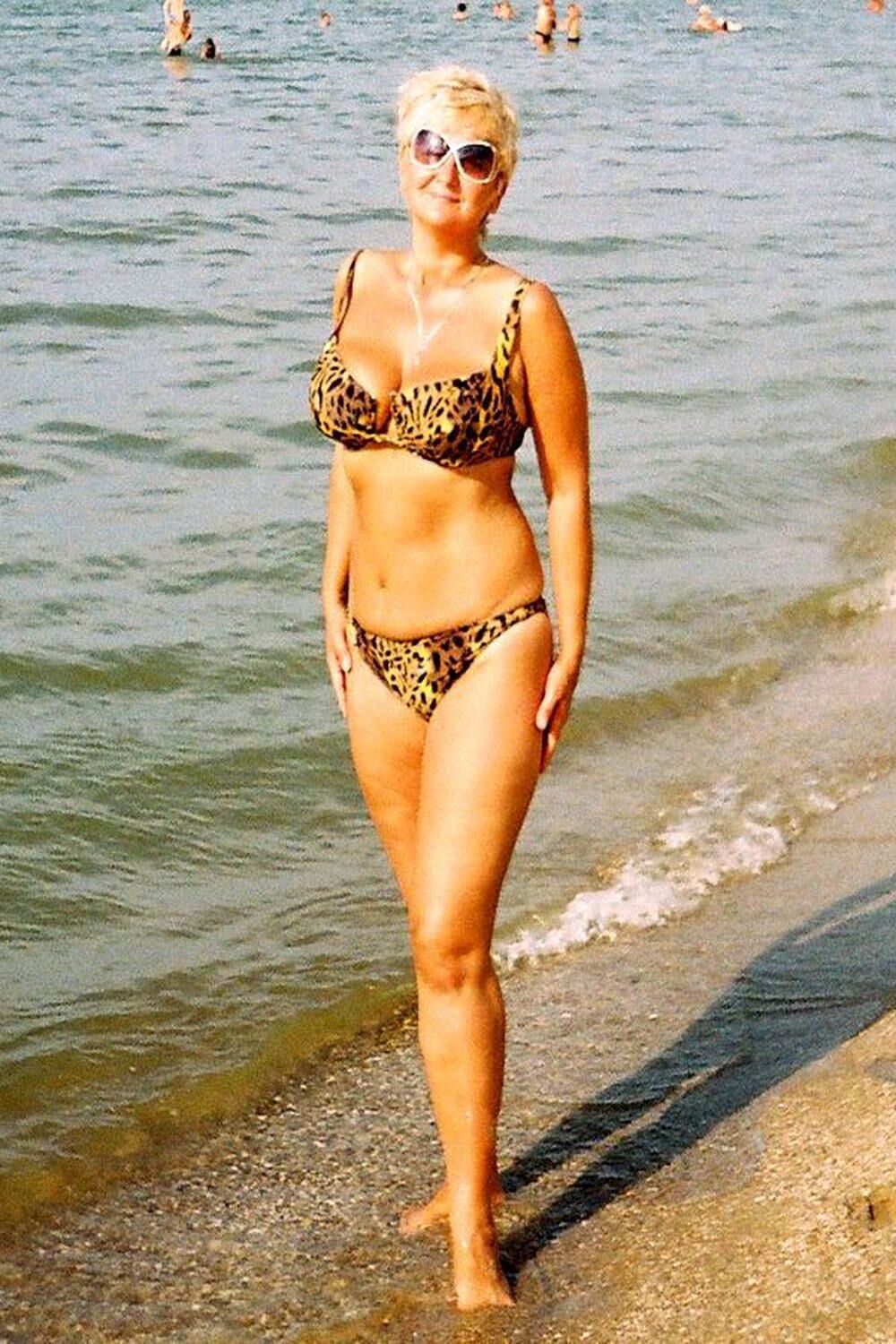 Posing in tiger bikini
