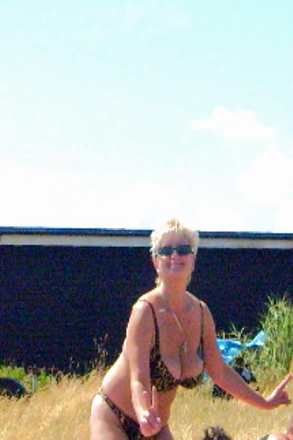 Posing in tiger bikini