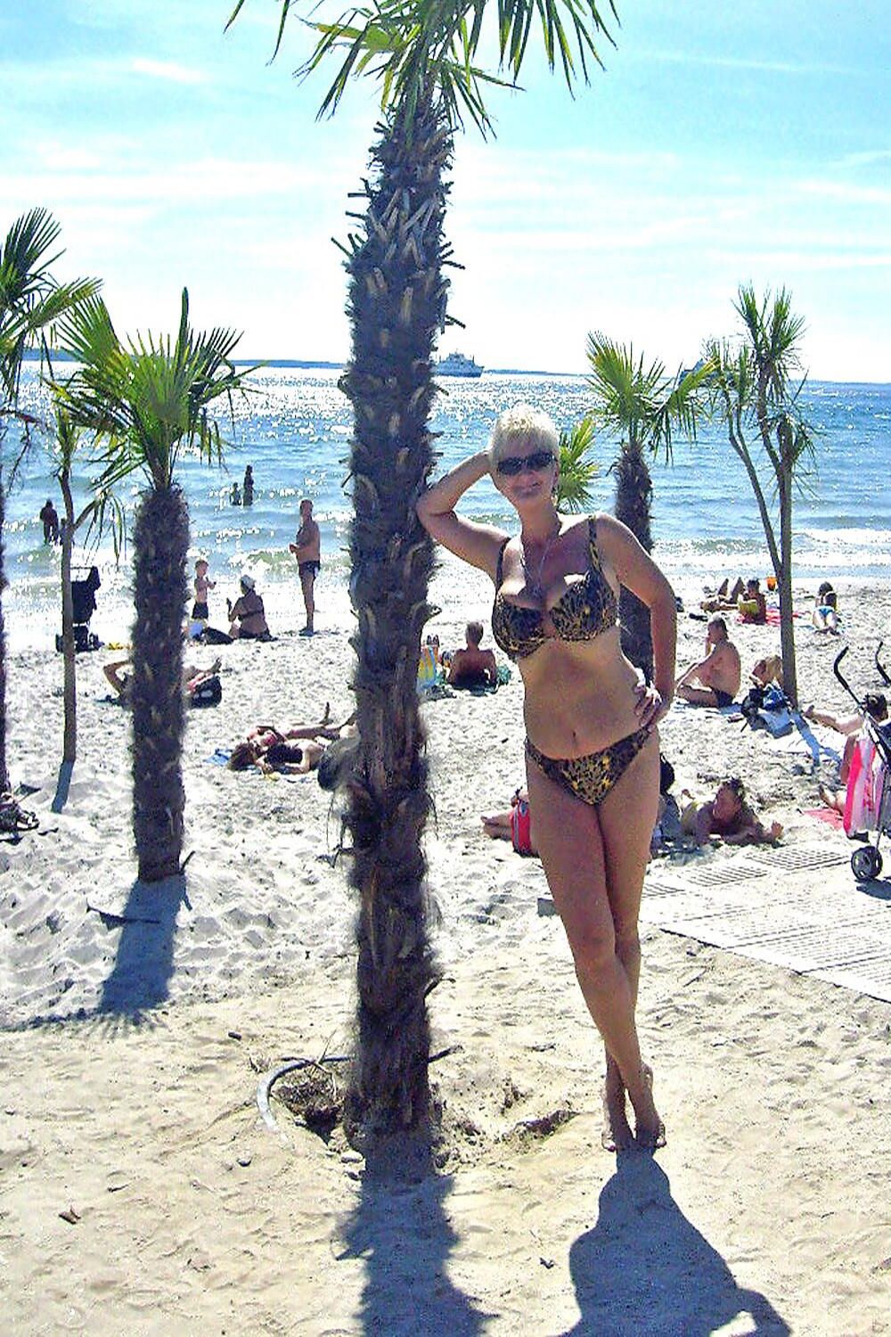 Posing in tiger bikini