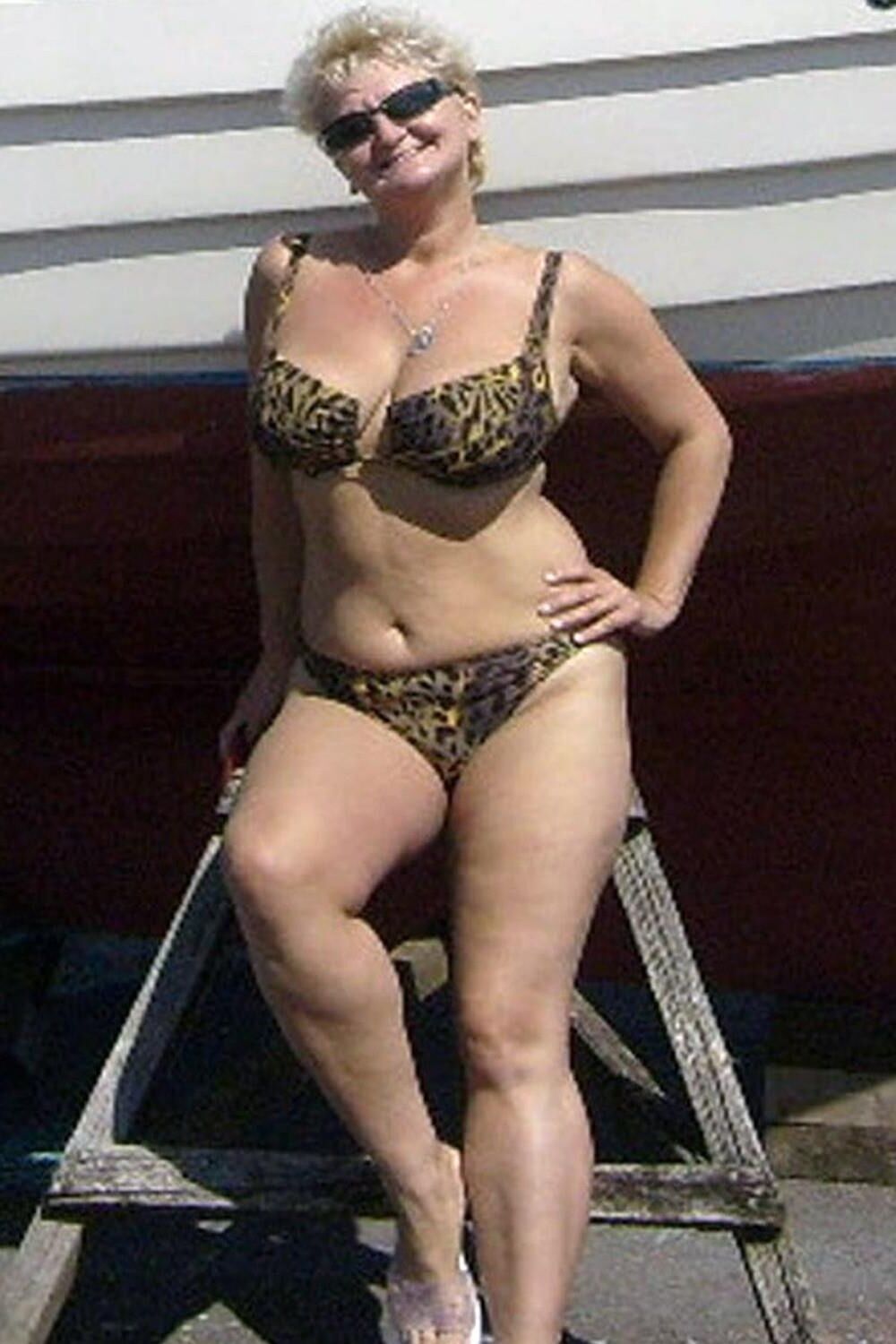 Posing in tiger bikini