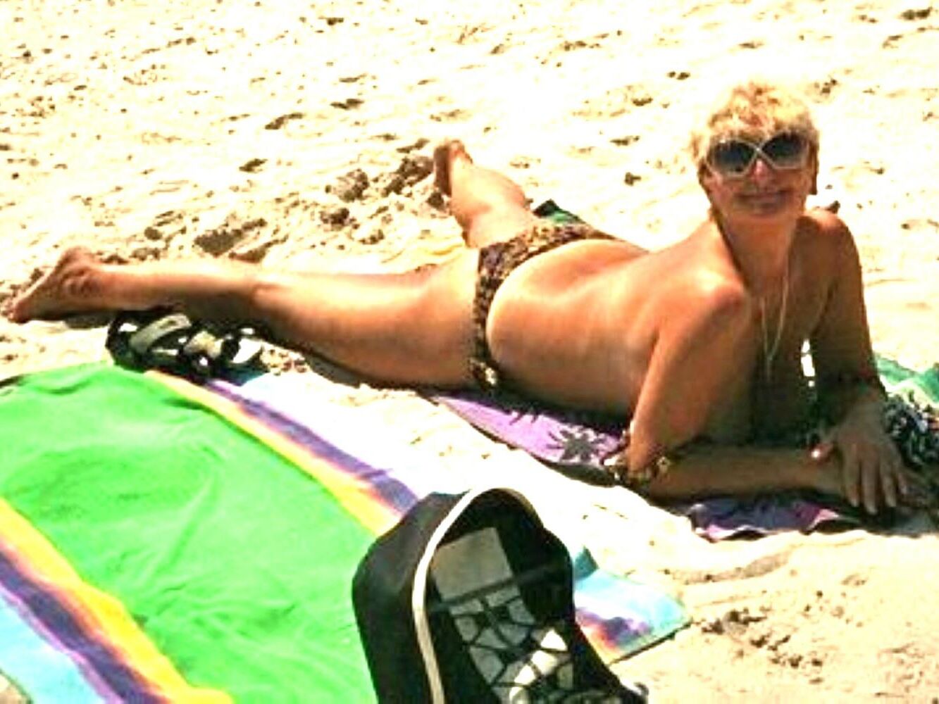 Posing in tiger bikini