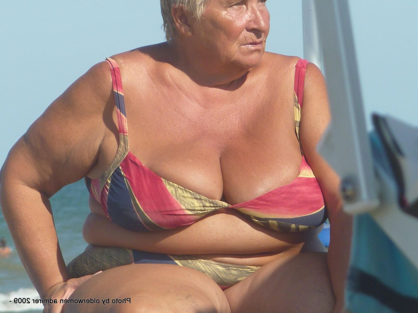 Big Boob Granny at the beach
