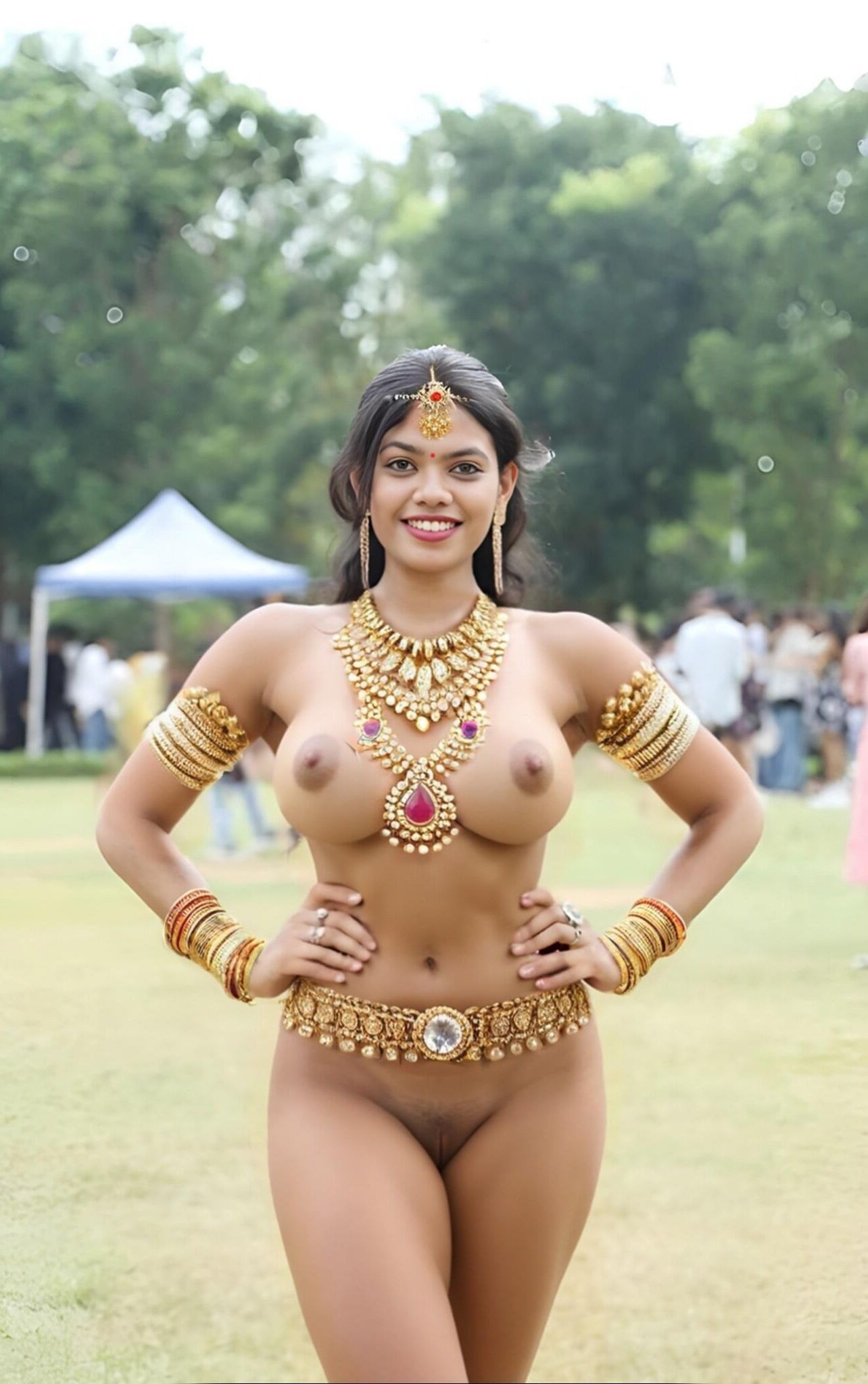 Indische nackte Bräute mit Schmuck