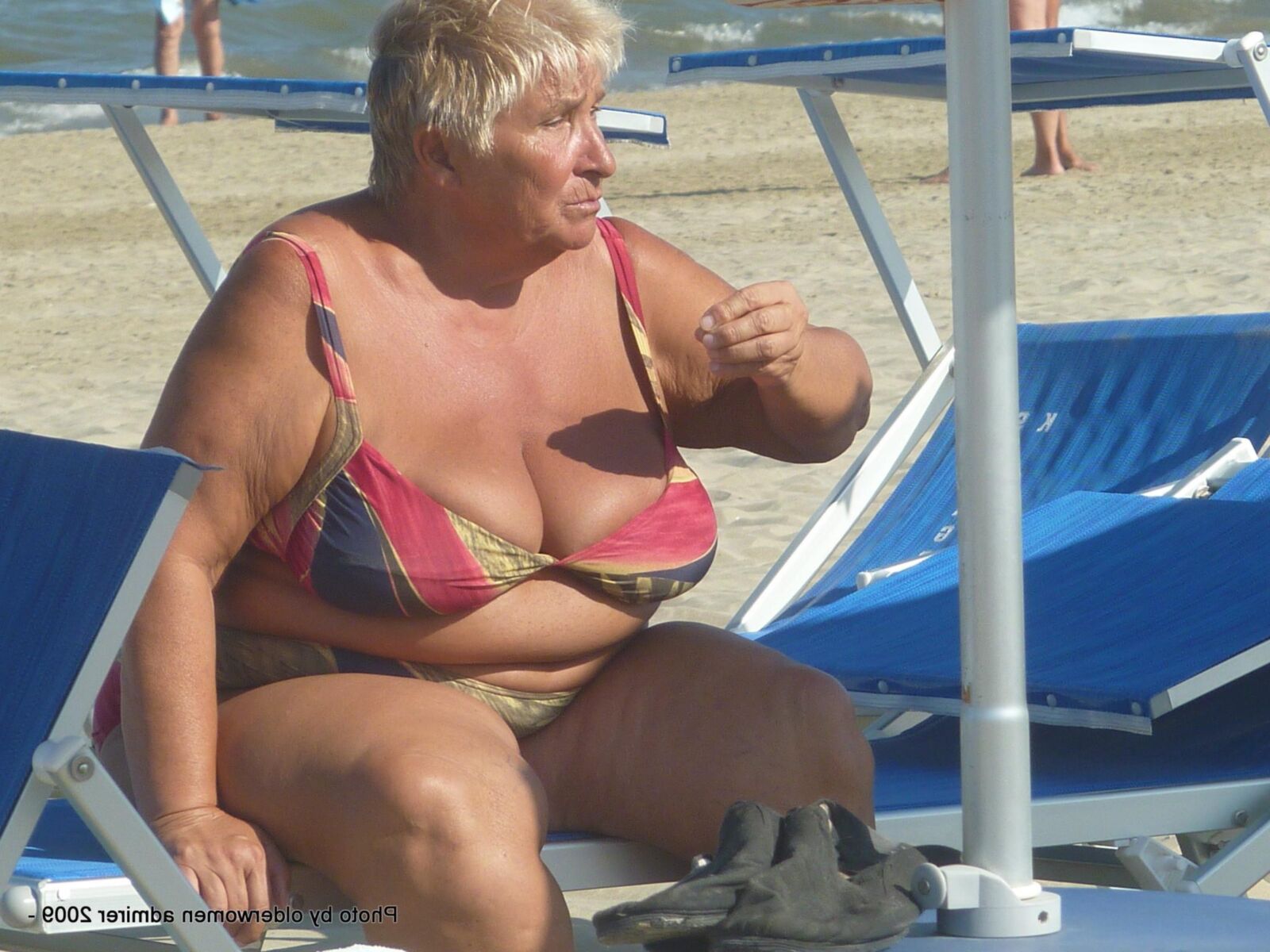 Big Boob Granny at the beach