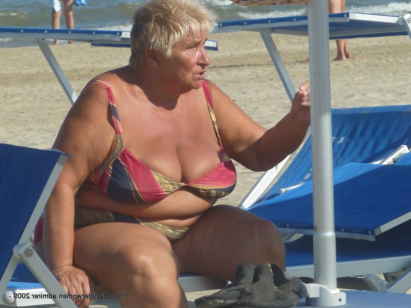 Big Boob Granny at the beach