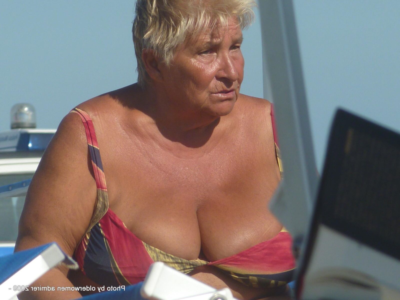 Big Boob Granny at the beach