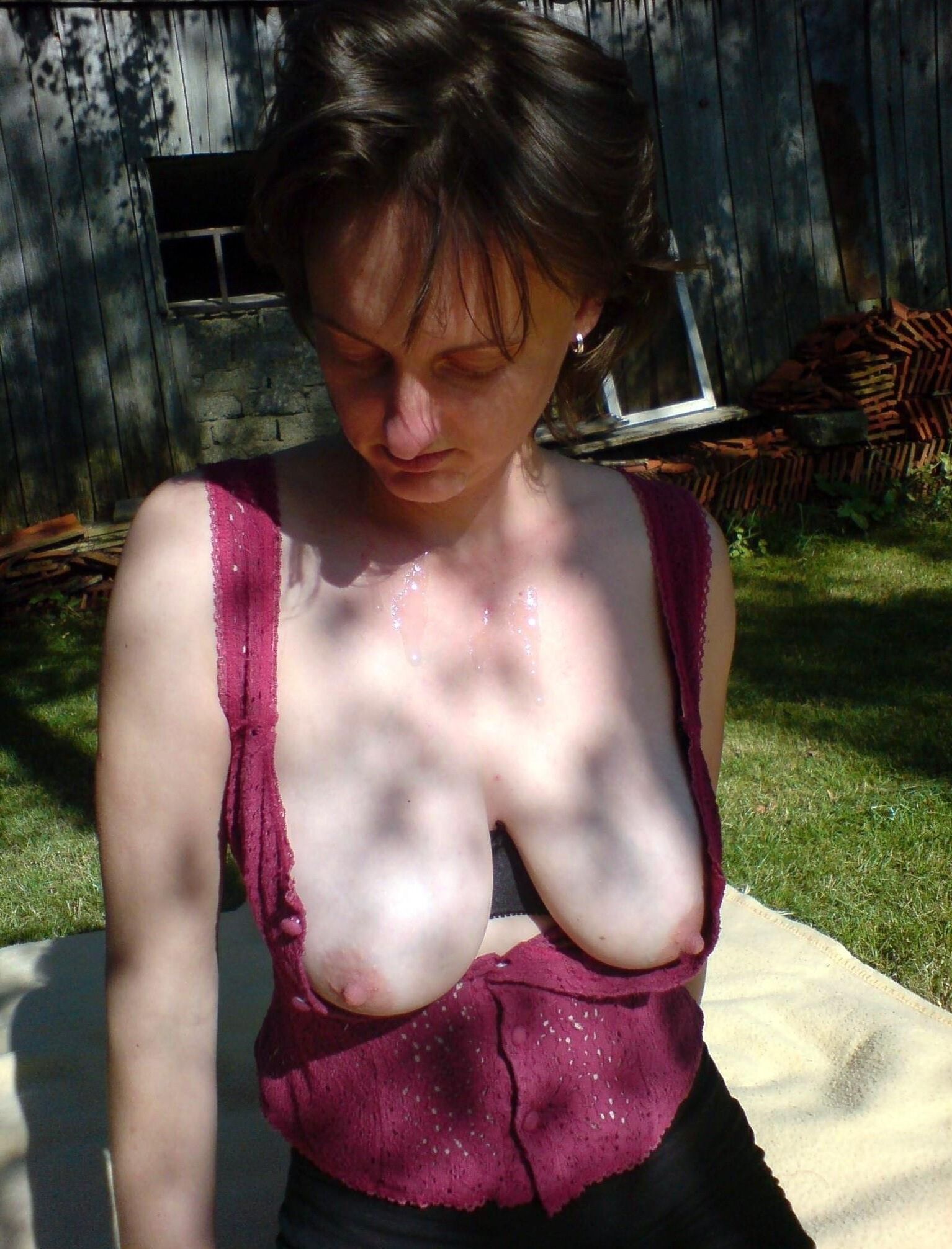 Plain looking wives popping out their tits 