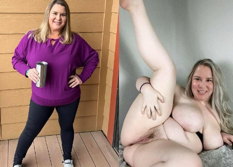 Fett BBW Blonde Frau, die Kleidung abgieß