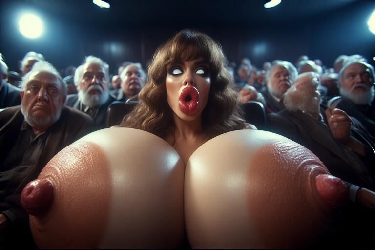 Bimbo gooners at the adult cinema