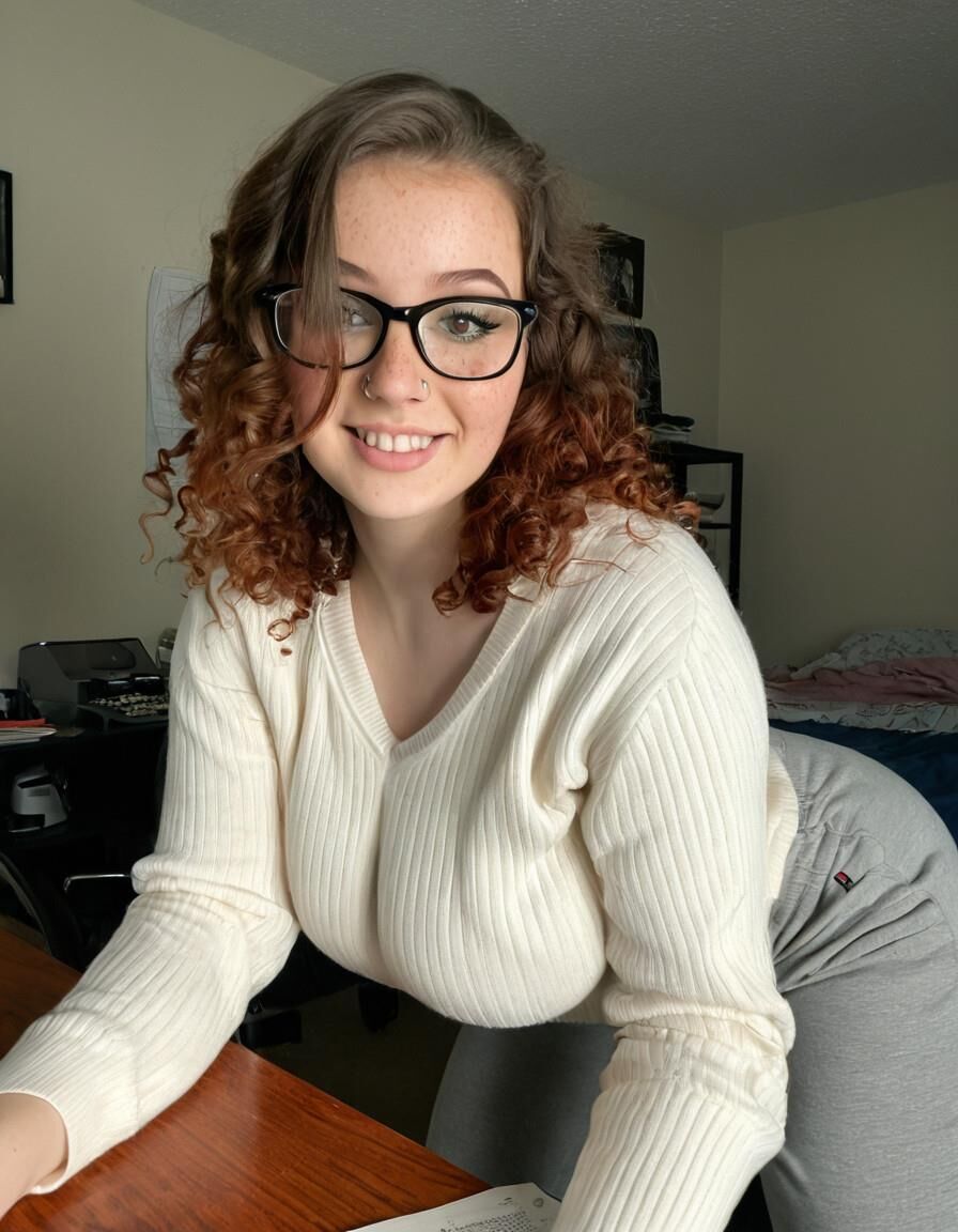 Studieren in Erins Wohnung: Nerdy Lass wird verglast