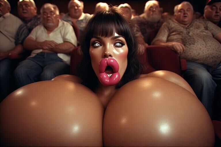 Bimbo gooners at the adult cinema