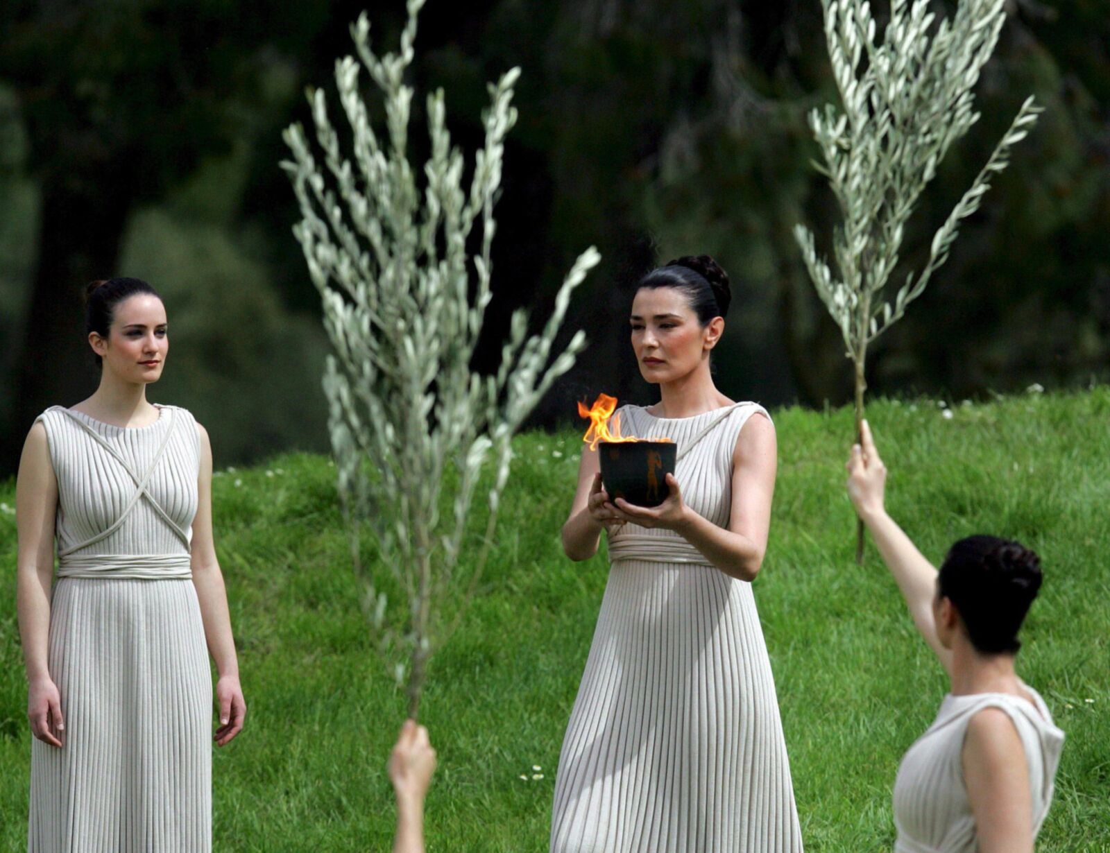 Die griechische Zeremonie der olympischen Flamme