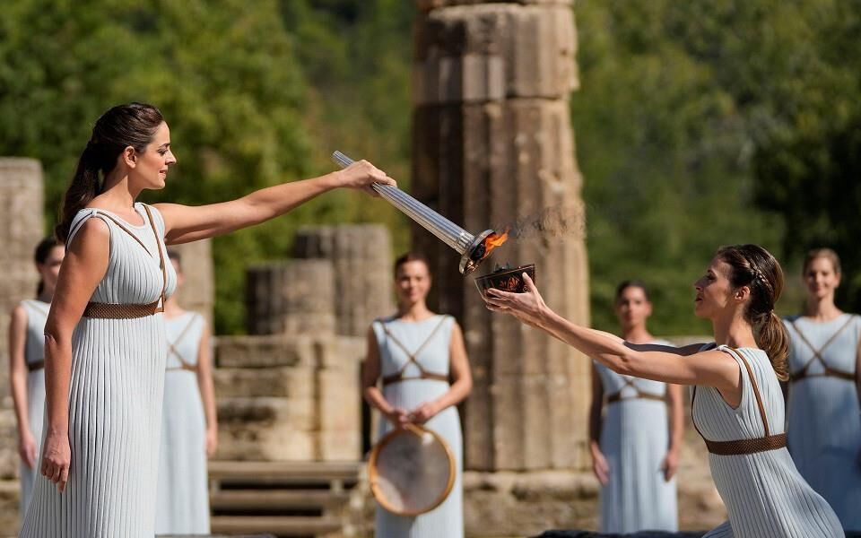 Die griechische Zeremonie der olympischen Flamme