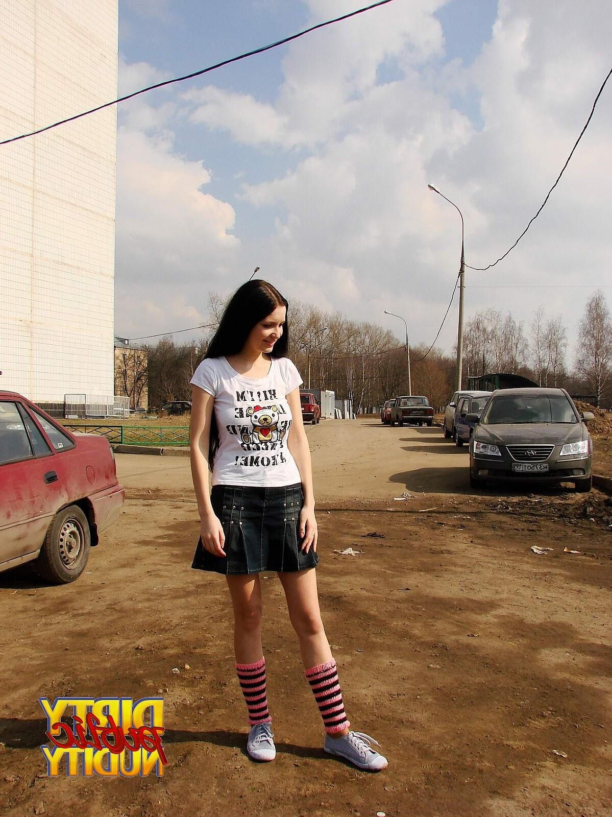 July Naughty Russian Likes To Flash Her Big Titties Outside