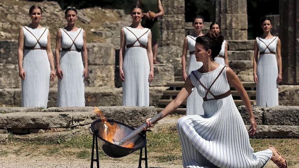 Die griechische Zeremonie der olympischen Flamme