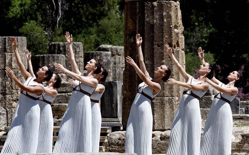 Die griechische Zeremonie der olympischen Flamme