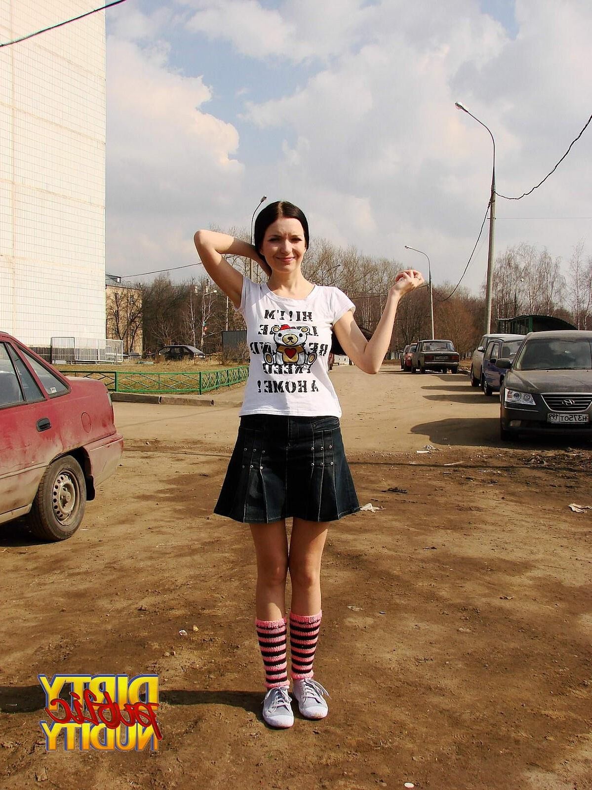 July Naughty Russian Likes To Flash Her Big Titties Outside