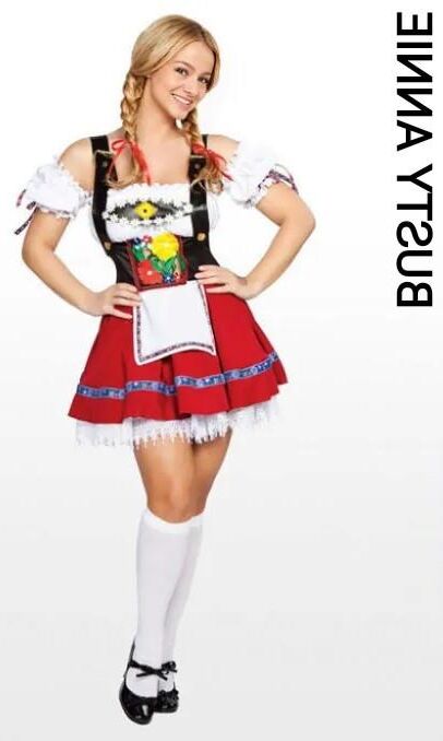 Werbeaufnahmen von vollbusiger Annie H. in einem sexy Dirndl