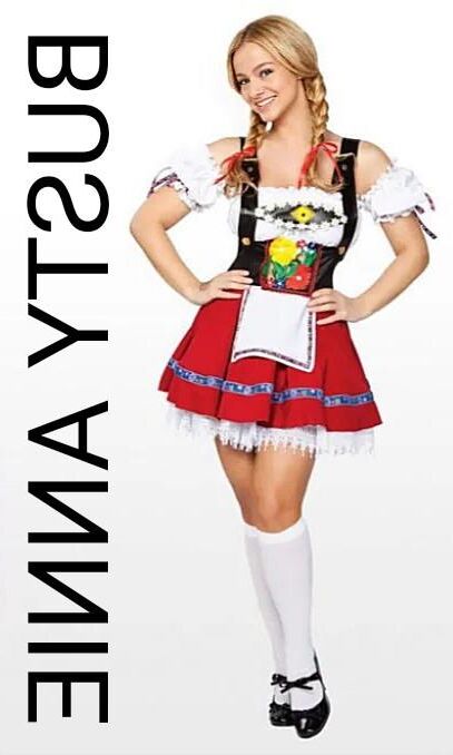 Werbeaufnahmen von vollbusiger Annie H. in einem sexy Dirndl